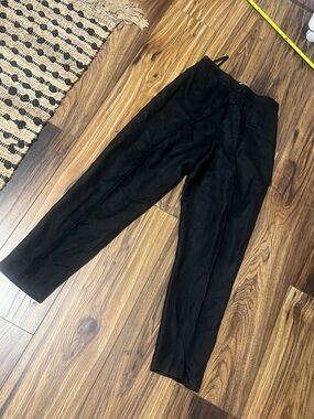 Linen blend Tailored Black Dress Pants
